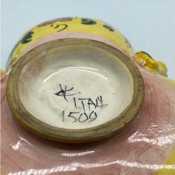 Vintage Italian Majolica Jardiniere Figural Handles Red Clay signed Italy 1509 - Picture 6 of 10